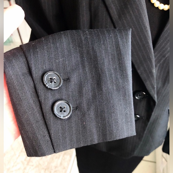 Worthington Black Pinstriped, Two  Button Blazer with collar and front pockets. - Picture 8 of 14